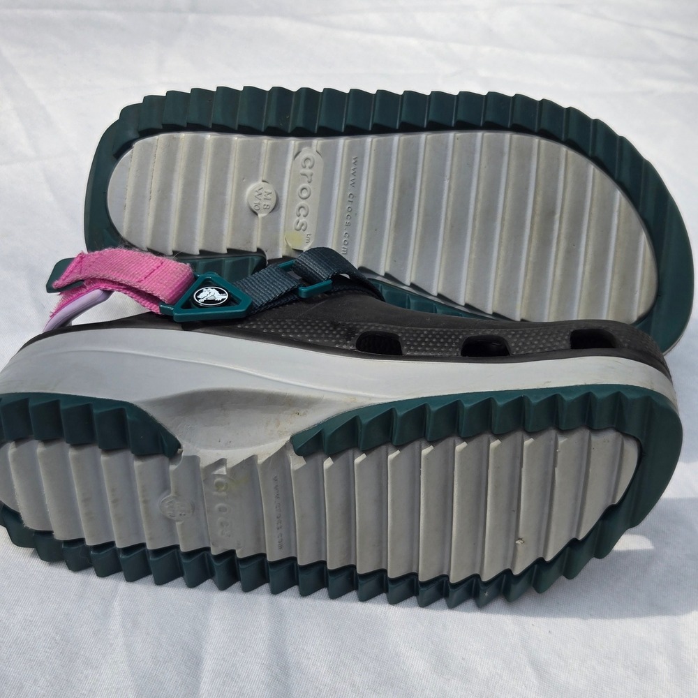 Crocs Hiker Clog Womens 10 Black Pink Teal Platform Sawtooth Straps 206772 - Picture 8 of 8